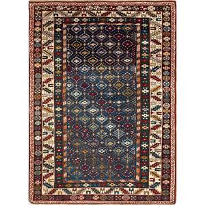 Alfombras de Lana Anudadas a Mano Nuray Blue, Diseño Geométrico de Diamantes para el Hogar, para Sala de Estar y Dormitorio-PAEM-1031 - Product Image 1