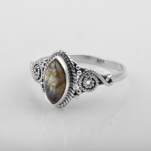 Labradorite bleue pierre précieuse éternité Vermeil bague bijoux en argent Sterling pur 925 pour les fêtes beaux bijoux en argent de mode - Product Image 4