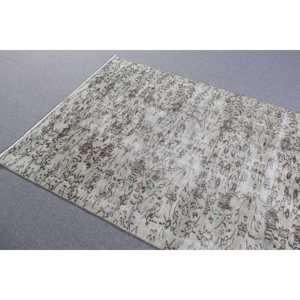 4.5x8.1 ft Turkish Rug, Vintage Area Rug, Gray <b>Brown</b> Striped Rug - Product Image 4