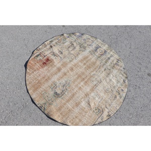 พรมวินเทจ 3.9x3.9 ฟุต สีน้ำตาล-น้ำเงินไล่เฉด ทำจากขนสัตว์ ผลิตในตุรกี - Product Image 4