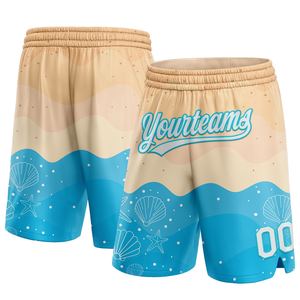 Industrie Direct Engro Sportswear Short de basket-ball personnalisé blanc-lacs bleu motif 3D plage authentique Short de basket-ball - Product Image 1