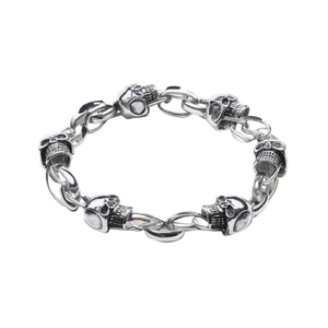 Pulsera de Acero Inoxidable Estilo Motero para Hombre con Calavera Plateada, Brazaletes de Moda SL10 (Vendedor de EE. UU.) - Product Image 2