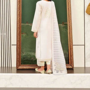 Style indien pakistanais dames costume de broderie décontracté prêt à porter chemise longue avec bas et Dupatta à vendre - Product Image 2