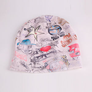 Gorro de punto de invierno con logotipo personalizado de alta calidad, gorro de calavera cálido con estampado Digital personalizado a la moda con forro de satén - Product Image 4