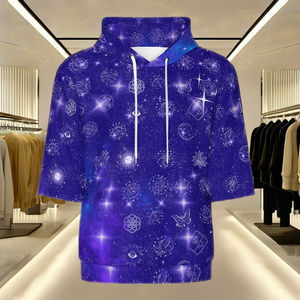 Sweat à capuche imprimé en 3D personnalisé pour hommes, sweat-shirt avec logo brodé à cordon de serrage, chemise à capuche à manches courtes pour l'hiver et l'été - Product Image 1