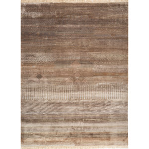 พรมไหมไผ่ถักมือสีเบจและสีน้ำตาลลายเรขาคณิต รุ่น Manchaha สำหรับห้องโถง ห้องนั่งเล่น รูปทรงสี่เหลี่ยมผืนผ้า รุ่น-Lez-12 - Product Image 1