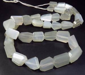 White Siloni Moonstone Gems Beads 8-13mm Faceted Cut Moonstone Nugget Tumble Beads 16 Strand Natural Faceted Beads" - Product Image 3