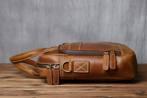 Classic Genuine Leather Vintage Laptop Messenger with Zipper Closure Crossbody & Shoulder Strap Portable <b>for</b> Office Use - Product Image 4