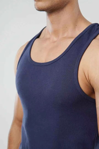 เสื้อกล้ามออกกำลังกายคุณภาพสูงสำหรับฟิตเนสและเพาะกาย ขายส่ง เสื้อกล้ามผู้ชายลำลอง ผ้าริบเนื้อฝ้ายยืดหยุ่น - Product Image 3