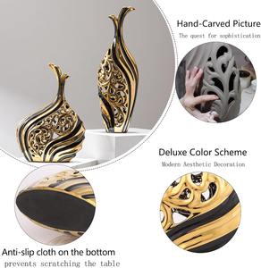 Jarrón artístico de Metal negro y dorado, aspecto de diseñador perfecto para decoración del hogar, mesa, bodas, exhibición de Hotel o propósito de regalo - Product Image 4