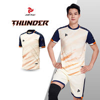 Promo Panas Jersey Sepak Bola Pendek Unisex Model Terbaru Bahan Bernapas Seragam Tim Berkualitas Tinggi Dapat Disesuaikan Thunder JP Ramah Lingkungan Cepat Kering