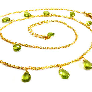 Everyday Wear 925 Sterling Silver Chapado en oro Moda Peridot Gemstone Ladies Wear Collar de cadena de eslabones - Product Image 2