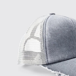 2023 vente en gros Logo personnalisé broderie nouveau Vintage coton lavé Denim sport casquette de Baseball Hip Hop 6 panneau papa chapeau pour l'extérieur - Product Image 5