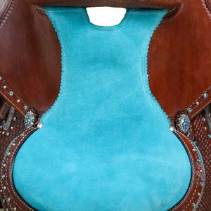 High Demand Designer Barrel Racing <b>Leather</b> Western Saddle Turquoise <b>Tooled</b> and Lightweight Exclusively From India - Product Image 5