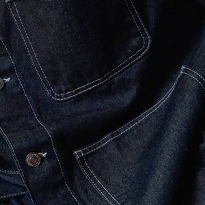 Chaqueta Vaquera Indigo Resistente para Primavera, Ropa Casual de Trabajo, Diseño Clásico con Botones, Múltiples Bolsillos, Ajuste Cómodo - Product Image 6
