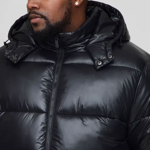 Chaqueta acolchada de alta calidad para hombre, ligera y cálida pluma de pato con cuello de piel sintética, chaquetas acolchadas de burbujas con logotipo personalizado para hombre - Product Image 6