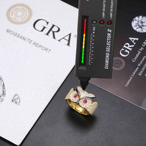 Iced Out Moissanite Baguette and Round Original Diamond <b>Rings</b> 925 Sterling <b>SIlver</b> Hip Hop <b>Ring</b> Pass Diamond Tester <b>Men</b> Owl <b>Ring</b> - Product Image 5