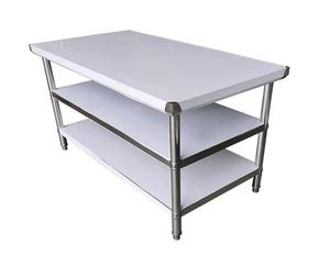 (1500x600xh80/850/900mm) Bàn làm việc chân tròn ba tầng bằng thép không gỉ 201/304 bàn chuẩn bị thức ăn nhà bếp thương mại - Product Image 3