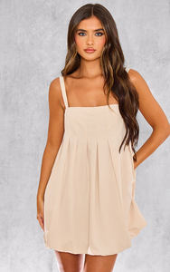 Vente chaude Femmes Personnaliser Robes Col Droit Décolleté Spaghetti Strap Manches Pierre Tissé Plissé Bouffée Robe De Bal - Product Image 5