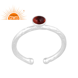 Anillo ajustable de plata de ley con granate natural, joyería personalizada de última moda para mujer, regalo para ella. - Product Image 1
