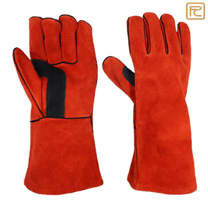 Guantes de seguridad industrial de piel de vaca roja XL para hombre, impermeables para aplicaciones al aire libre, función anticorte para soldadura por parches - Product Image 1