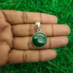 จี้925เงินมรกตสีเขียวธรรมชาติทำด้วยมือจี้อัญมณีชั้นดีและมีเสน่ห์ - Product Image 3