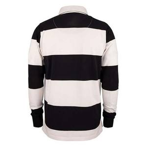 Camiseta de Rugby Personalizada, Transpirable, Estampada, Talla Grande, 100% Poliéster, Secado Rápido y Antibacteriana, Diseño de Rayas Blancas y Negras - Product Image 2
