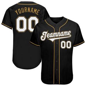 Blanc Noir Personnalisé-Maillot de Baseball Authentique Vieil Or - Product Image 1