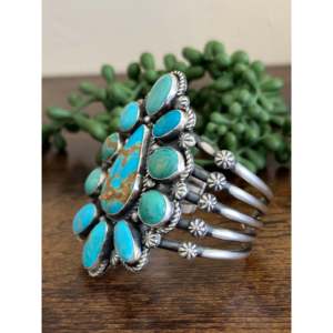 Bracelet manchette tendance en argent sterling et turquoise Jeff James Royston - Product Image 4