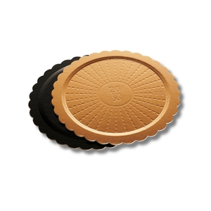 Fabriqué en Italie laminé jetable bord ondulé rond noir et or planche à gâteau carton taille différente prêt à expédier - Product Image 1