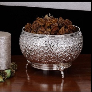 Bol de service avec support en Aluminium de forme ronde ustensiles de cuisine dîner hôtel Restaurant couleur argent dattes & fruits secs bols de table - Product Image 3