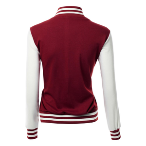 Veste universitaire en cuir de laine d'hiver de haute qualité pour femmes élégant personnalisé manches longues couleur-contraste broderie décontracté chaud - Product Image 2