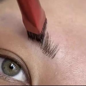 Pinceau à sourcils professionnel angulaire à manche rose, poils synthétiques, virole en aluminium épaissie, outil de maquillage pour teinture des sourcils - Product Image 2