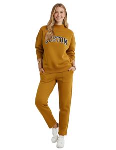 Custom Embroidered Solid Long Casual Eco-Friendly Soft Cotton Fleece Oversized Women's <b>Mock</b> Neck Pullover Sweatshirt - Product Image 1