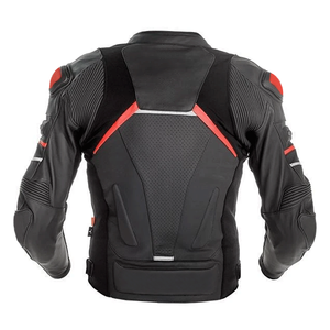Red & Black Sports Perforated Genuine Leather High Performance Motorbike Jacket CE Protections Racing Motorcycle Jacket For Men - Product Image 2