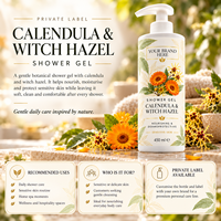 Gel douche à la calendula et à l'hamamélis, marque privée, 450 ml |   Gel Douche Hydratant Dermo-Protecteur pour Peaux Sensibles |   Espagne