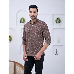 Chemise pour homme, 100% coton, imprimée avec des motifs floraux à pois, décontractée, manches longues, options de tissu popeline Oxford, fabrication ODM/OEM - Product Image 3