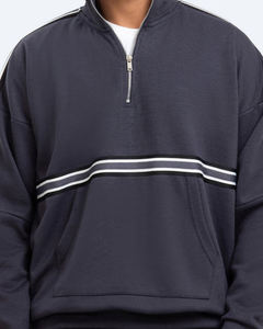 Chándal de ropa de calle de invierno para hombre de poliéster 100%, nuevo diseño, sudadera y pantalón con media cremallera de 2 piezas para clima frío - Product Image 5