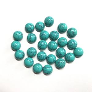 Turquoise synthétique 10mm 11mm Cabochon à dos plat certifié IGI pierres précieuses semi-précieuses en vrac calibrées prix de gros - Product Image 1