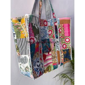 Boho <b>Hippie</b> Style Casual Tote Handbags for Women Eco-friendly Multi- Patchwork Printed Hand-Stitched Cotton Quilting Shoulder - Product Image 4