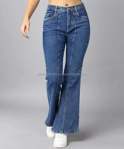 Classic Blue Denim Flare Jeans Women High Waisted Slim Fit <b>Bell</b> Bottoms women denim jeans pants - Product Image 5
