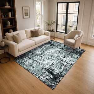 Tapis de salon en chenille gris argenté, design minimaliste, imprimé numériquement, lavable en machine, antidérapant, vente en gros RUGS DEPOT LXDP-0042 - Product Image 2