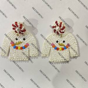 Venta al por mayor hecho a mano Navidad Santa y muñeco de nieve pendientes con cuentas joyería festiva de vacaciones para mujeres - Product Image 3