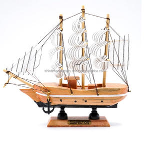 Barco de vela artesanal de madera de estilo marino náutico, modelo de barco, adorno náutico, decoración de escritorio para el hogar, barco, artículo Gif - Product Image 1