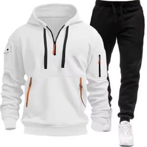 Ensemble de sweatshirts de jogging décontractés pour hommes 2pcs Fashion Warm Solid Colors Hoodies + Sweatpants Loose Sportswear for Winter - Product Image 5