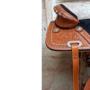 Silla de Montar a Caballo de Cuero Premium de Alta Calidad para Carreras de Barriles y Senderismo Western, Sin Arbol - Product Image 5