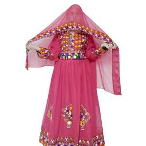 Afghan Kuchi Bridal Dress Clothing pink and Multicolored Tassels Kuchi <b>Wedding</b> Dress Tribal Afghan Dress - Product Image 1