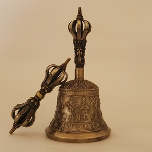 Juego tradicional tibetano de campana, vajra y palo de madera, ideal para nuevos practicantes, a precios al por mayor. - Product Image 2