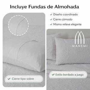 MANEMI Couvre-lit Classique en Coton à Motifs Floraux pour la Maison, Collection Mi-Saison, avec 1 ou 2 Taies d'oreiller, Plusieurs Tailles, Lavable - Product Image 4