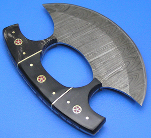 Cuchillo Ulu KBS GOODS Hecho a Mano, Cuchillo de Chef de Acero de Damasco, Mango de Madera, Ecológico, Duradero, para Carnicerías y Preparación de Comida Rápida - Product Image 2